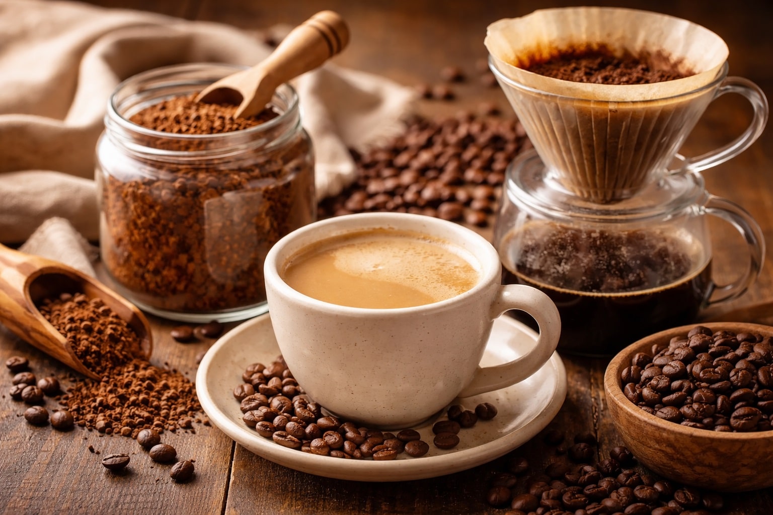 Entenda quando usar café solúvel ou café passado, conheça grãos e cafés especiais e descubra como escolher o café ideal para cada ocasião.